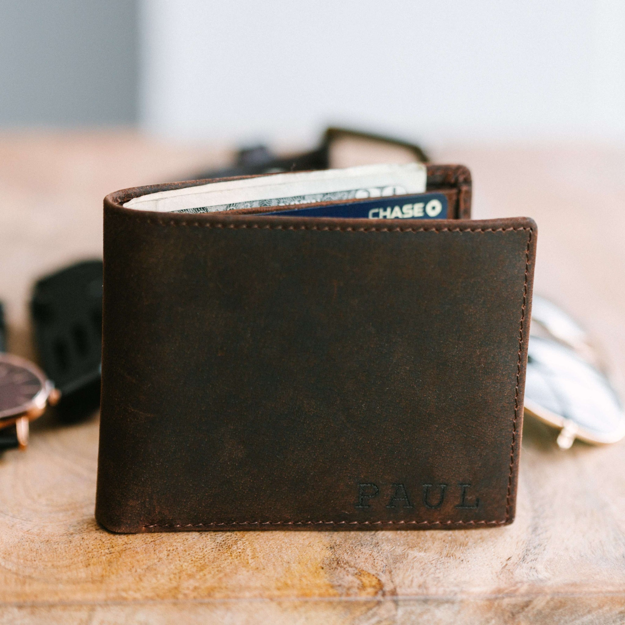 Stay Fine Men's Minimalist Top Grain Leather Wallet
